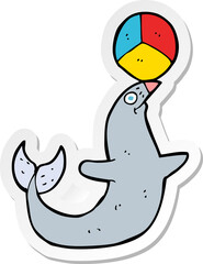 sticker of a cartoon performing seal