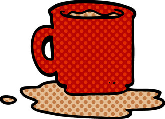 cartoon doodle of spilt mug of tea