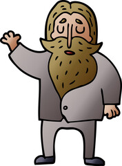 cartoon doodle old man waving