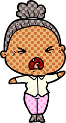 cartoon angry old woman