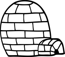 line drawing cartoon ice igloo