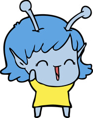 cartoon alien girl laughing