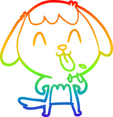 rainbow gradient line drawing of a cute cartoon dog