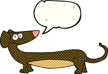 freehand drawn comic book speech bubble cartoon dachshund