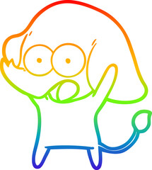 rainbow gradient line drawing of a cute cartoon elephant
