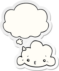 cute cartoon cloud with thought bubble as a printed sticker