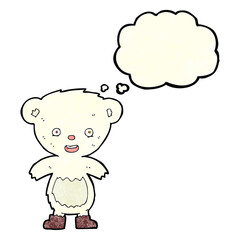 cartoon polar bear cub with thought bubble