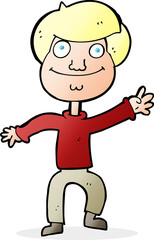 cartoon happy man waving