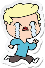 sticker of a cartoon man crying