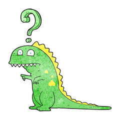 freehand textured cartoon confused dinosaur