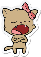 sticker of a annoyed cartoon cat