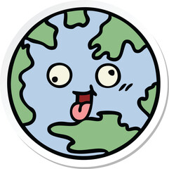 sticker of a cute cartoon planet earth