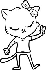 Obraz premium cute cartoon cat with bow