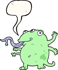 freehand drawn speech bubble cartoon alien