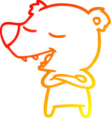 warm gradient line drawing of a cartoon polar bear