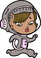 cartoon astronaut woman