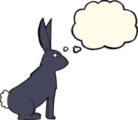 cartoon rabbit with thought bubble