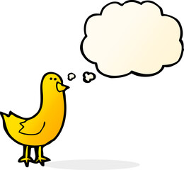 cartoon bird with thought bubble