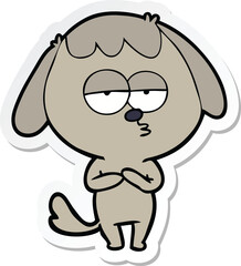 sticker of a cartoon bored dog