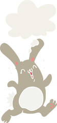 cartoon rabbit with thought bubble in retro style