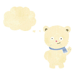 cute cartoon polar bear waving with thought bubble