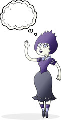 freehand drawn thought bubble cartoon vampire girl