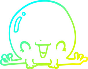 cold gradient line drawing of a cartoon frog