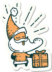 sticker of a tattoo style santa claus christmas character