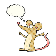 freehand drawn thought bubble cartoon mouse