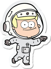 sticker of a happy astronaut cartoon