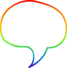 rainbow gradient line drawing of a cartoon speech bubble