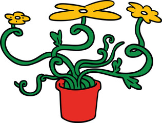 hand drawn cartoon doodle of a flower plant