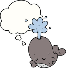cartoon spouting whale with thought bubble