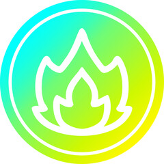 simple flame circular icon with cool gradient finish