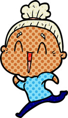 cartoon happy old lady
