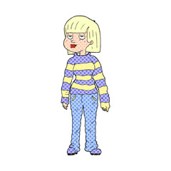 freehand drawn cartoon woman in casual clothes