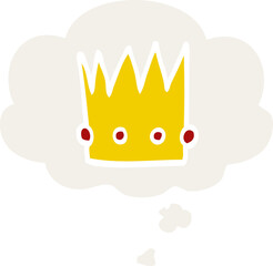 cartoon crown with thought bubble in retro style