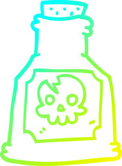 cold gradient line drawing of a cartoon poison bottle