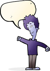 cartoon vampire man with speech bubble