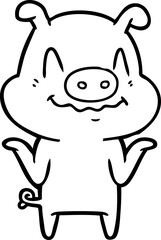 nervous cartoon pig