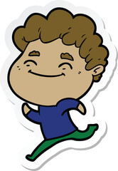 sticker of a cartoon friendly man
