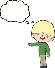 cartoon man pointing with thought bubble