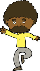 cartoon mustache man disco dancing