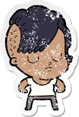 distressed sticker of a cartoon woman