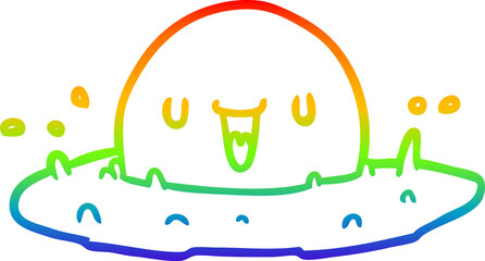 rainbow gradient line drawing of a happy egg