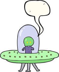 freehand drawn speech bubble cartoon flying saucer