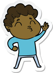 sticker of a cartoon man pouting