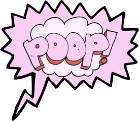 freehand drawn speech bubble cartoon poop! text