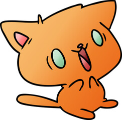 gradient cartoon illustration of cute kawaii cat