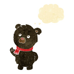 cartoon cute black bear with thought bubble